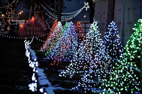 A row of trees glows at Lights Under the Big Sky in Ronan. Lights Under the Big Sky festivities are planned for Dec. 10-11 and Dec. 17-18. 