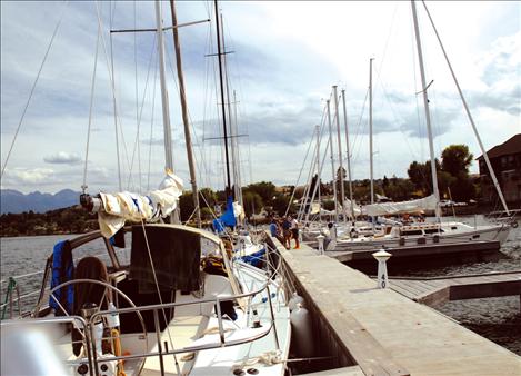 Boats line up from Flathead Yacht Club in their "voyage to the end of the world."