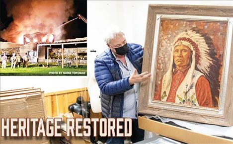 Joe Abbrescia, a Kalispell-based conservator specializing in restoring damaged works of art, explains the complex and tedious process used to restore the fire damaged historic paintings. 