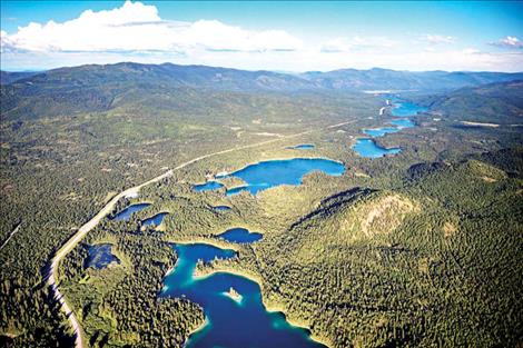 An aerial photo of timberland within the potential Montana Great Outdoors Conservation Project. 