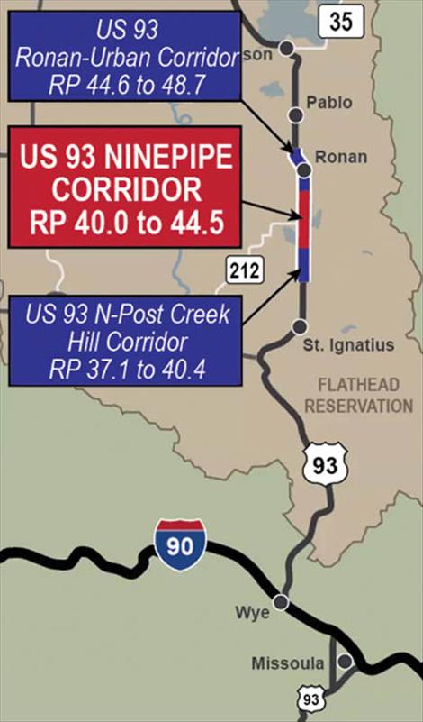 The Ninepipe corridor stretches between Post Creek Hill and Ronan and sees approximately 7,000 to 8,500 vehicles per day. Right:  The traffic and safety study conducted over the last five years shows 84 accidents have occurred in the Ninepipe corridor alone. 