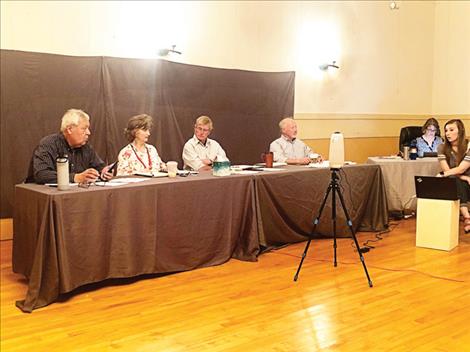 Chair Clayton Matt, board members Georgia Smies, Ken Pitt and Roger Noble authorized 72 of 99 domestic well applications during a June meeting of the Flathead Reservation Water Management Board at the office in Ronan.