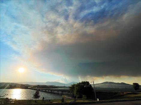 A smoke plume from the Elmo 2 fire was visible from Riverside Park Friday evening.