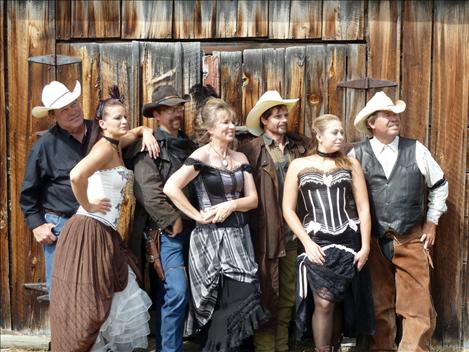 Rick Cothern, Rodica Schreiner, Cooper Hedeen, Zoe Lilja, Json Heffner, Kelly Jensen, and Sigurd Jensen show off their “Old West Heroes and Legends” duds in preparation for this weekend’s Dayton Daze fundraiser. 