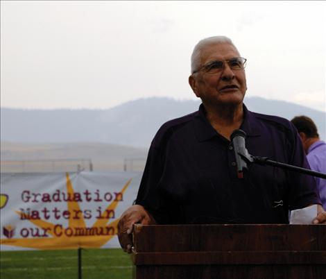 Darry Dupuis, former Polson Middle School Principal and PHS graduate, told Polson students to stay in school. “If I can make it, anybody can,” he said.