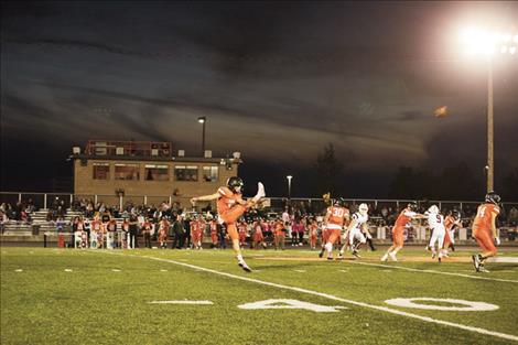 The Ronan Chiefs kick off to the Hamilton Broncs during a home-hosted football game on Oct. 7. The Chiefs fell to the Broncs, 7-42. 