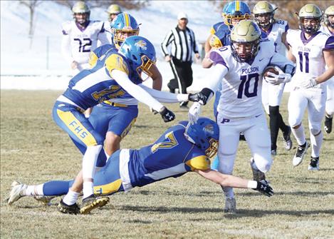  Pirate wide receiver Tyler  Wenderoth gets some positive yards after catch in  Lewistown Saturday afternoon.