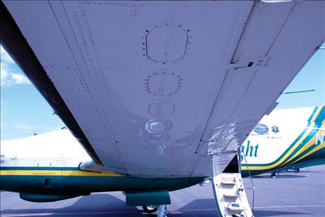 The wing on the Life Flight plane looks a mile long. The SuperKing air F90 is owned Metro Aviation but flies patients from hospital to hospital as a Life Flight plane. 