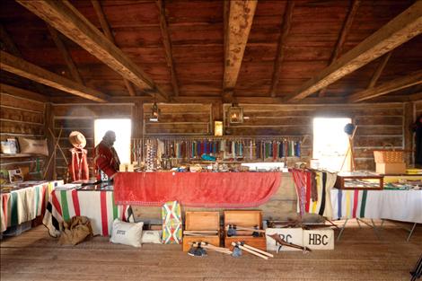  Right, the inside of the old Hudson’s Bay Company  trading post was filled with wares during the Fort Connah Historical Rendezvous.